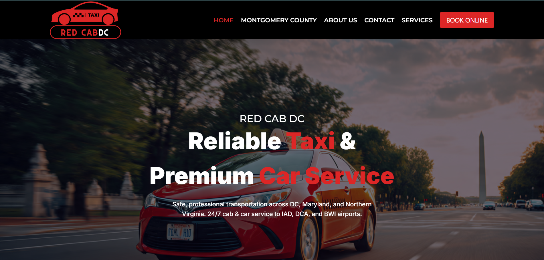 Red Cab DC website screenshot