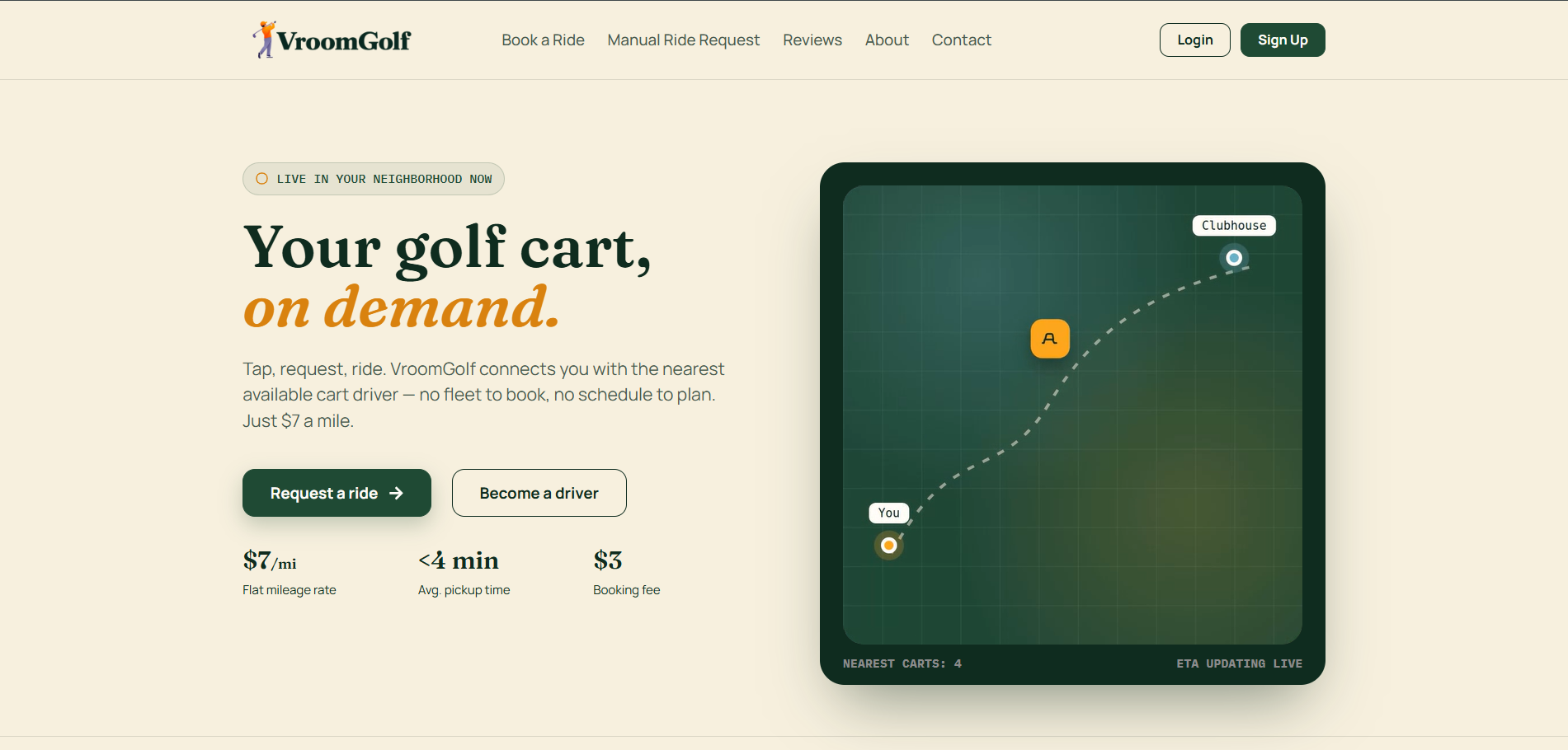 VroomGolf website screenshot