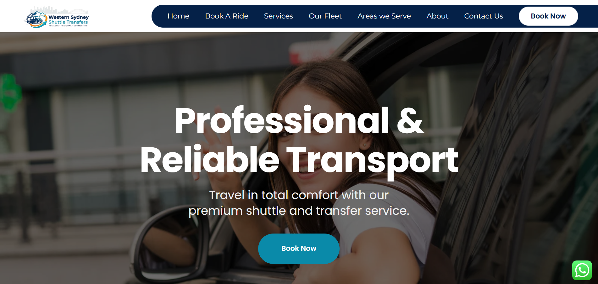Western Sydney Shuttle website screenshot